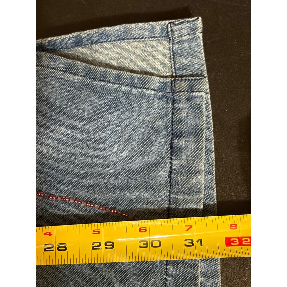 Butterfly Sequin Beaded Embellished Floral Quacker Factory Womens 2X Denim Shirt - Picture 7 of 8